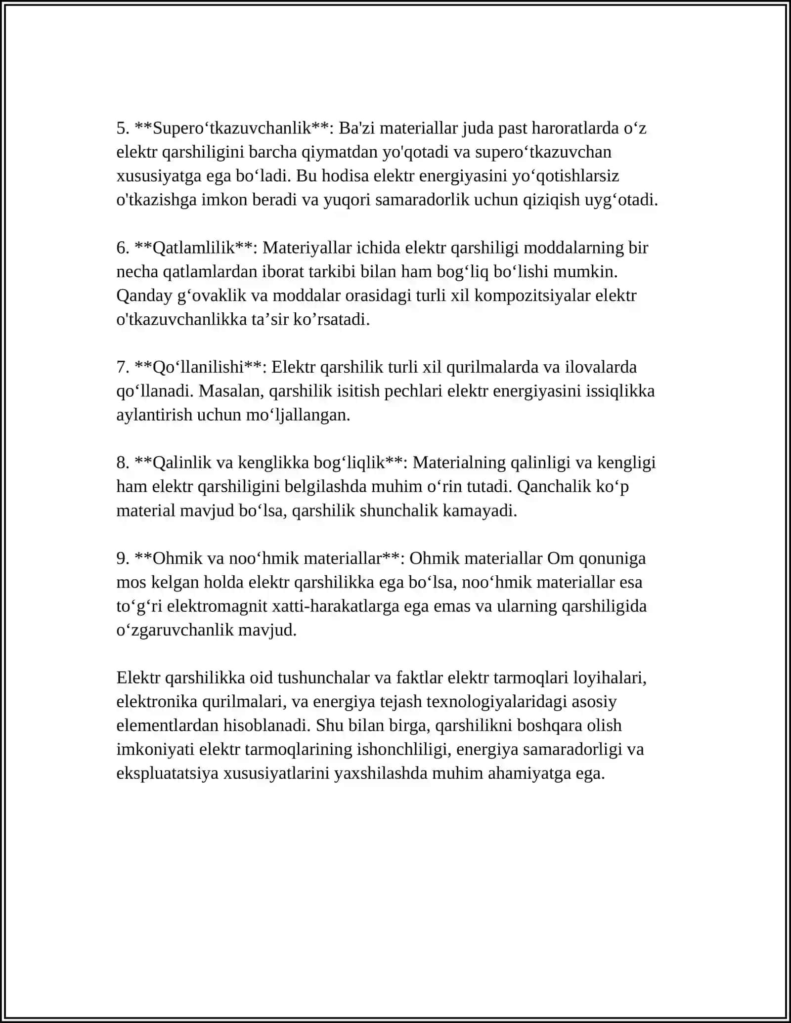 ELEKTIR QARSHILIK VA UNING HARORATGA BOGʻLIQLIGI 4