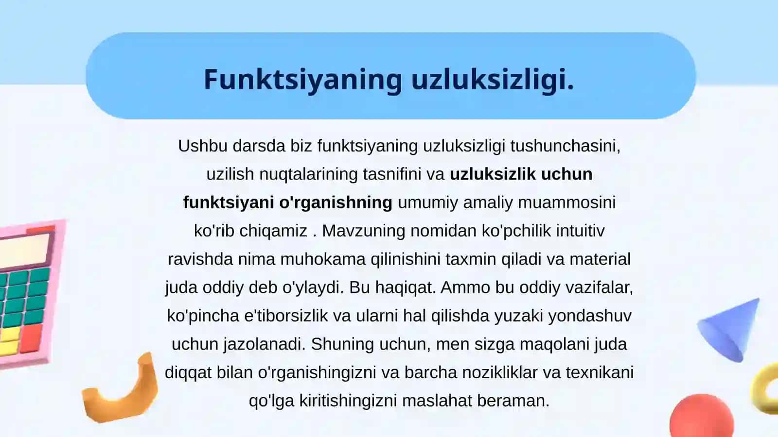 Funksiyaning nuqtadagi uzluksizligi 4