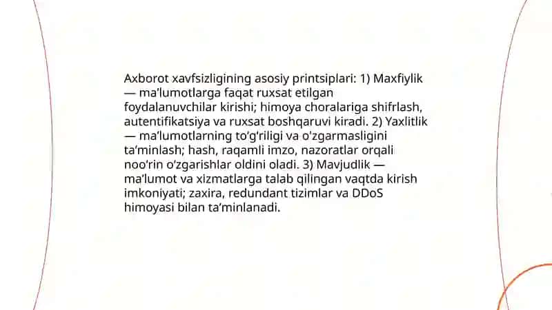 Axborot xavfsizligi tushunchasi 4
