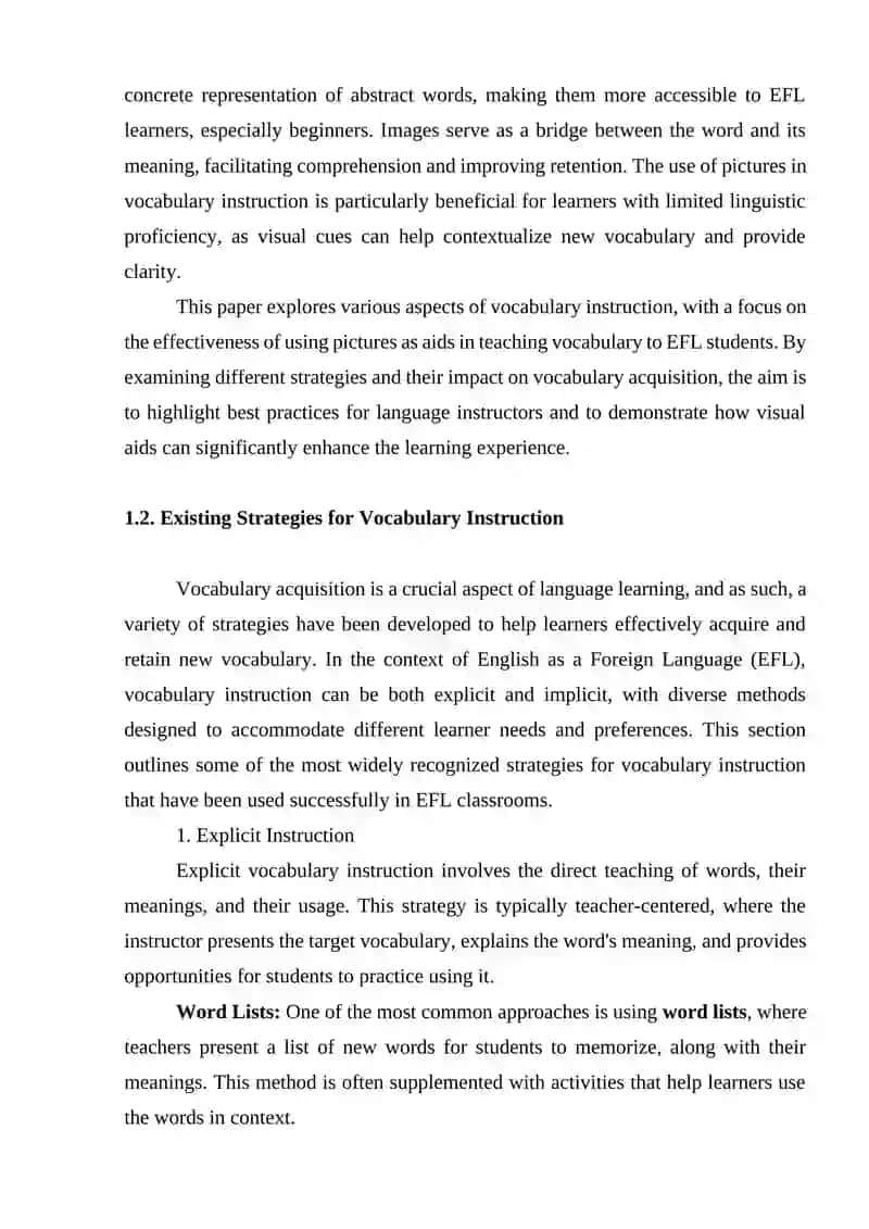 Effectiveness of Pictures as Aids in Vocabulary Instruction to EFL Students 4
