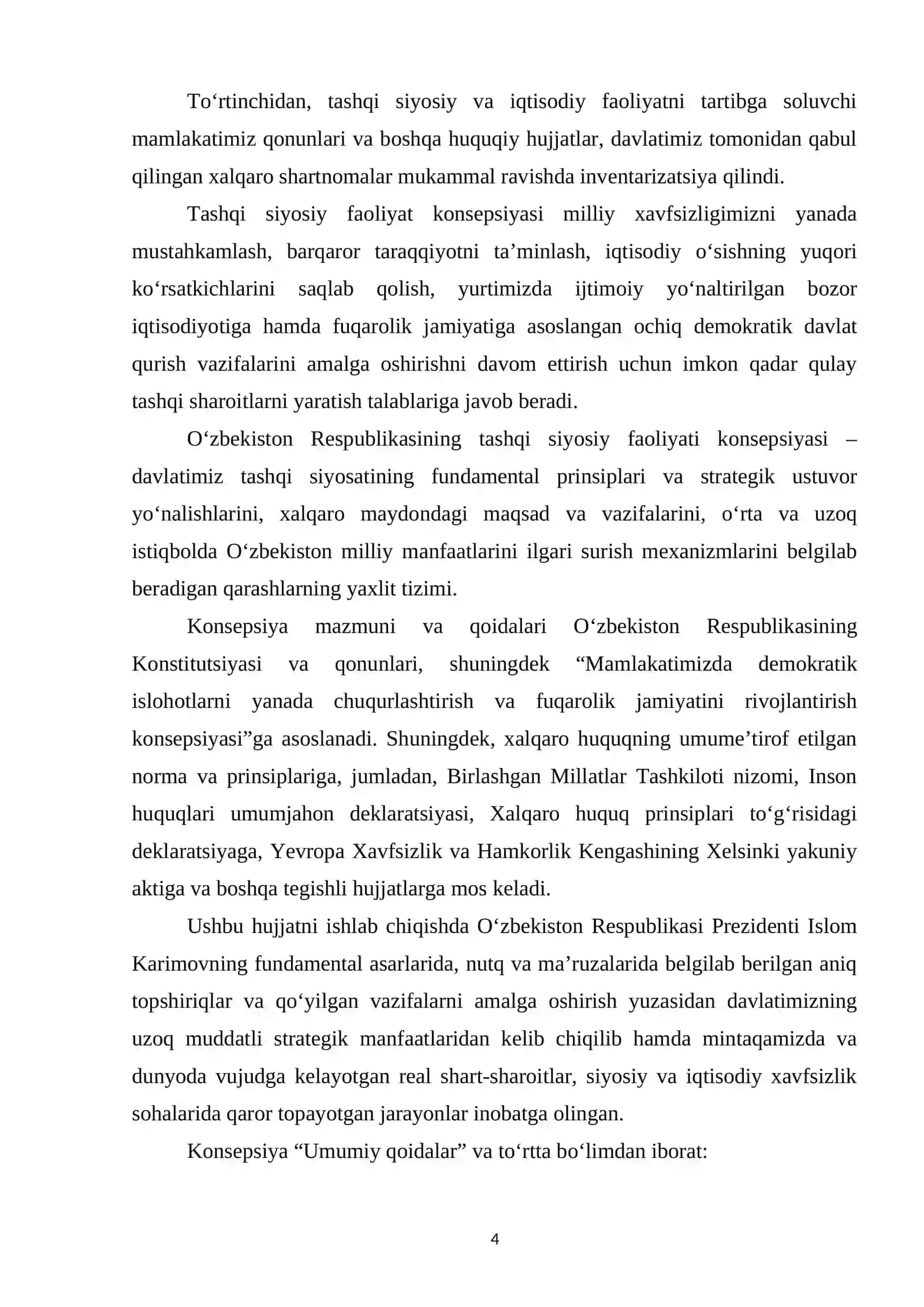 O`zbekiston tashqi siyosiy faoliyati konsepsiyasi 4