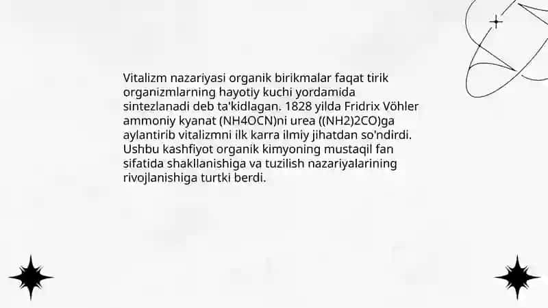 Organik kimyo va tuzilish nazariyasining yaratilishi 4