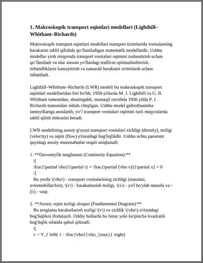 TRANSPORT OQIMLARINI MODELLASHTIRISH USULLARI 4