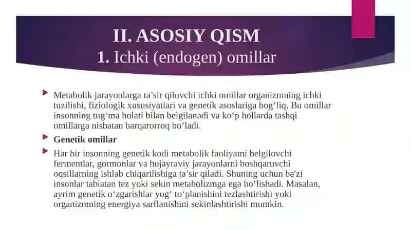 Metabolizmga tasir qiluvchi omillar 4
