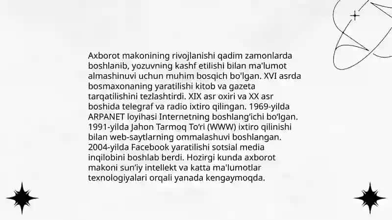 Internet tarmoqlarida axborot makoni haqida tushuncha berish 4