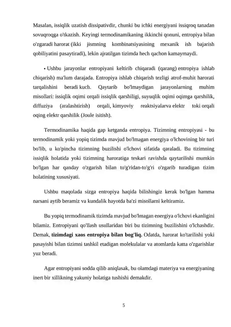 Entropiya va Dissipativ Strukturalar 4