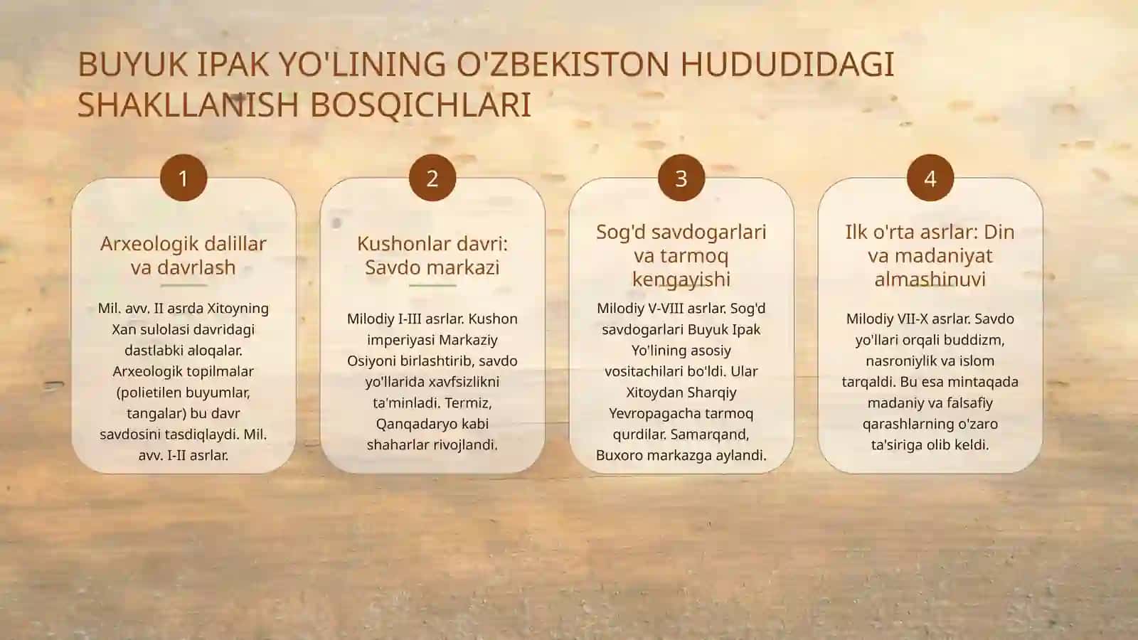 BUYUK IPAK YO'LI VA O'ZBEKISTON SIVILIZATSIYASINING RIVOJLANISHI 4