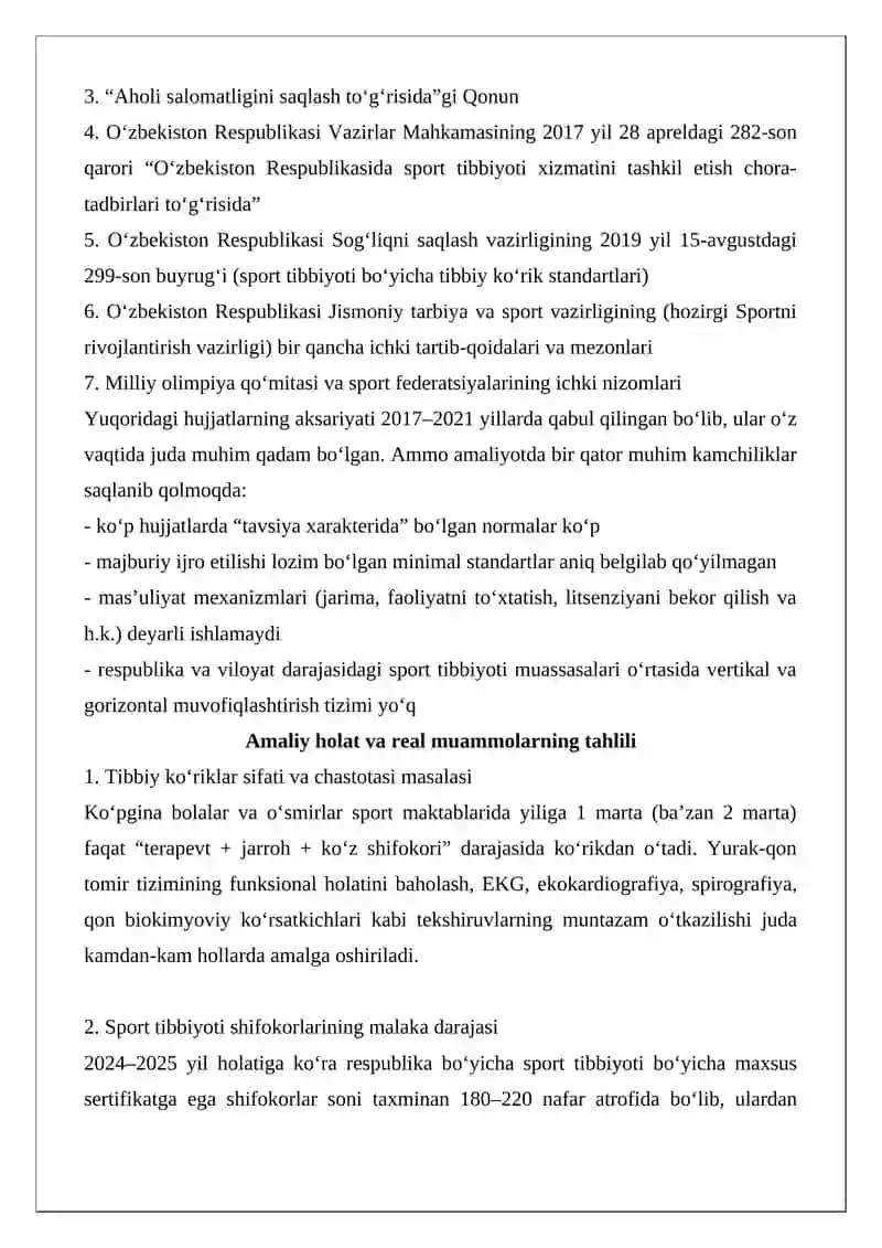 O‘zbekistonda sport tibbiyotini tashkil etish asoslari 4