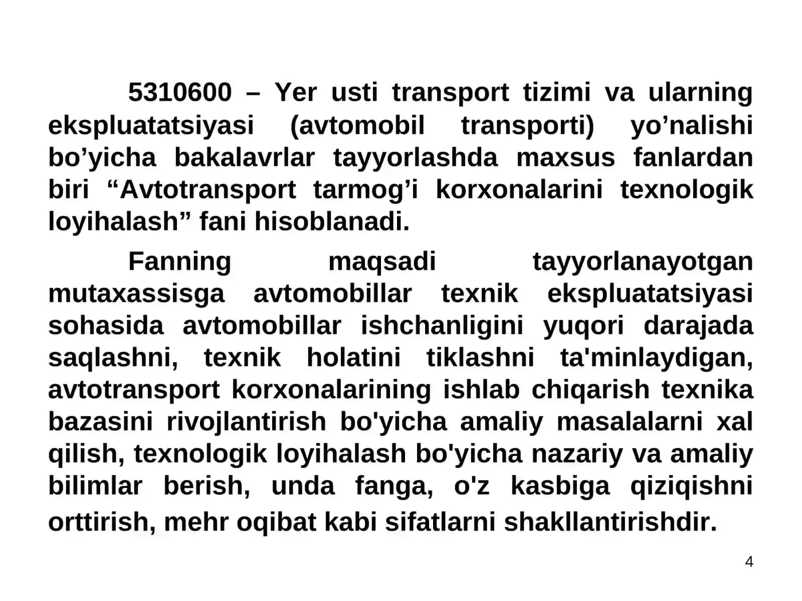 AVTOTRANSPORT TARMOG’I KORXONALARINI LOYIHALASH 4