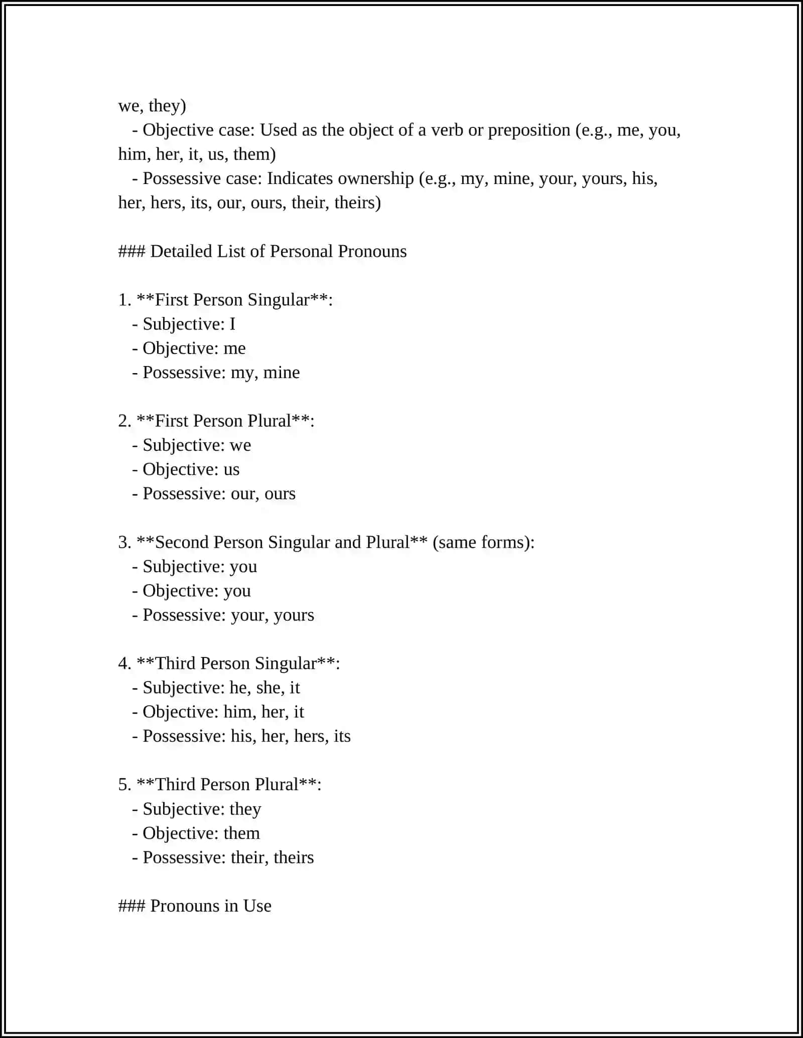 PERSONAL AND POSSESSIVE PRONOUNS 4