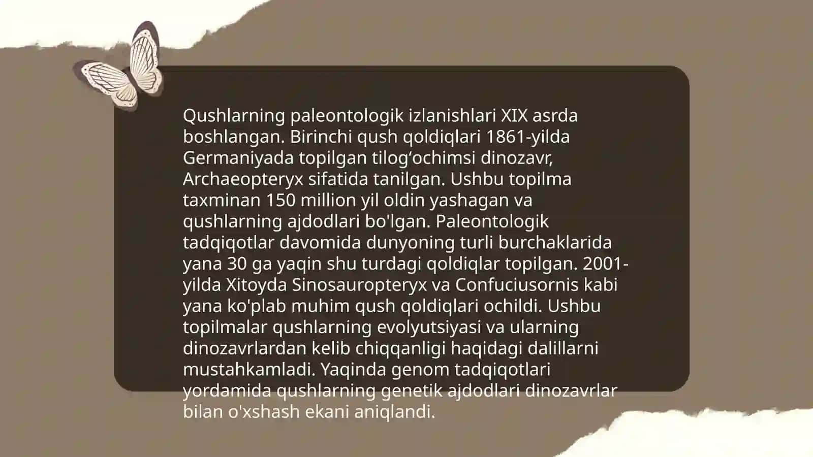 Qushlarning kelib chiqishi va ekolyutsiyasi 4