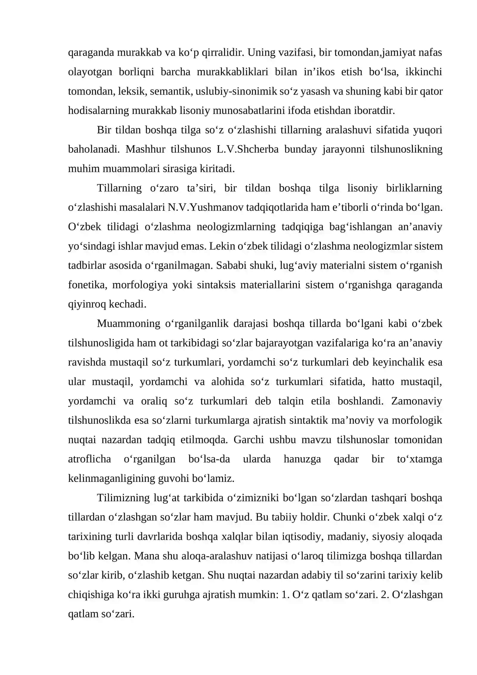 O‘zbek Adabiy Tili Fanidan Kurs Ishi 4