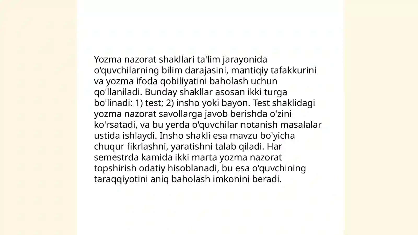 Og'zaki va yozma nazorat usullari 4