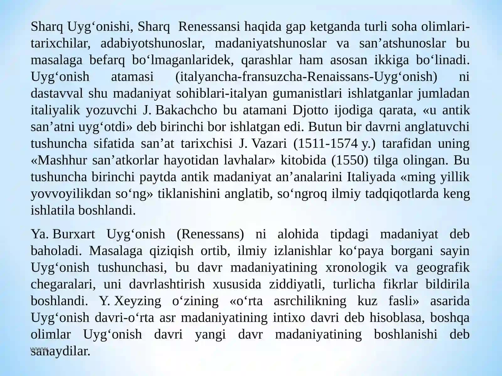 Sharq va g’arb uyg’onish davri madaniyati 4