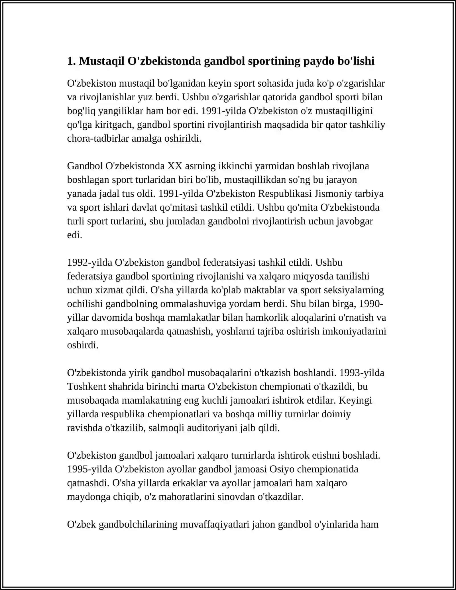 MUSTAQIL O'ZBEKISTONDA GANDBOLNING RIVOJLANISHI VA UNING BARKAMOL AVLOD TARBIYASIDAGI AHAMYATI 4