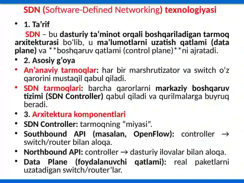 Marshrutlash protokollari va SDN texnologiyasi 4