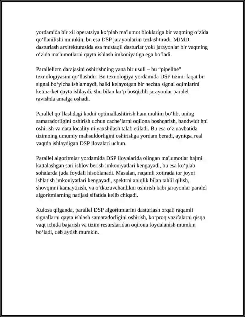 Parallel DSP Algoritmlarini Dasturlash 4
