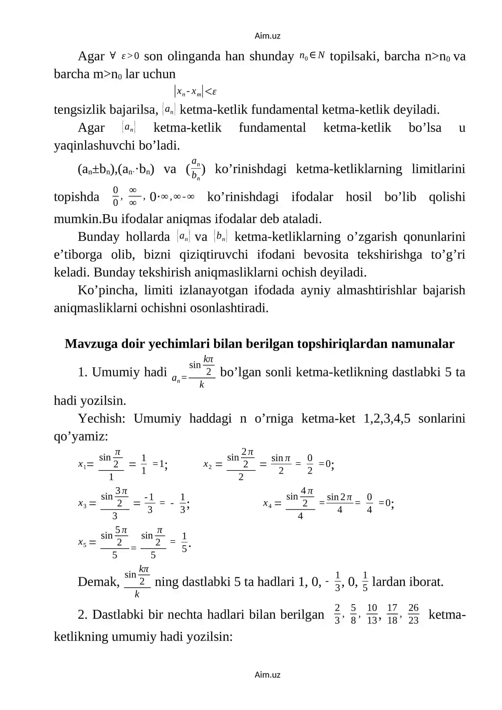 Sonli ketma-ketlik va uning limiti 4
