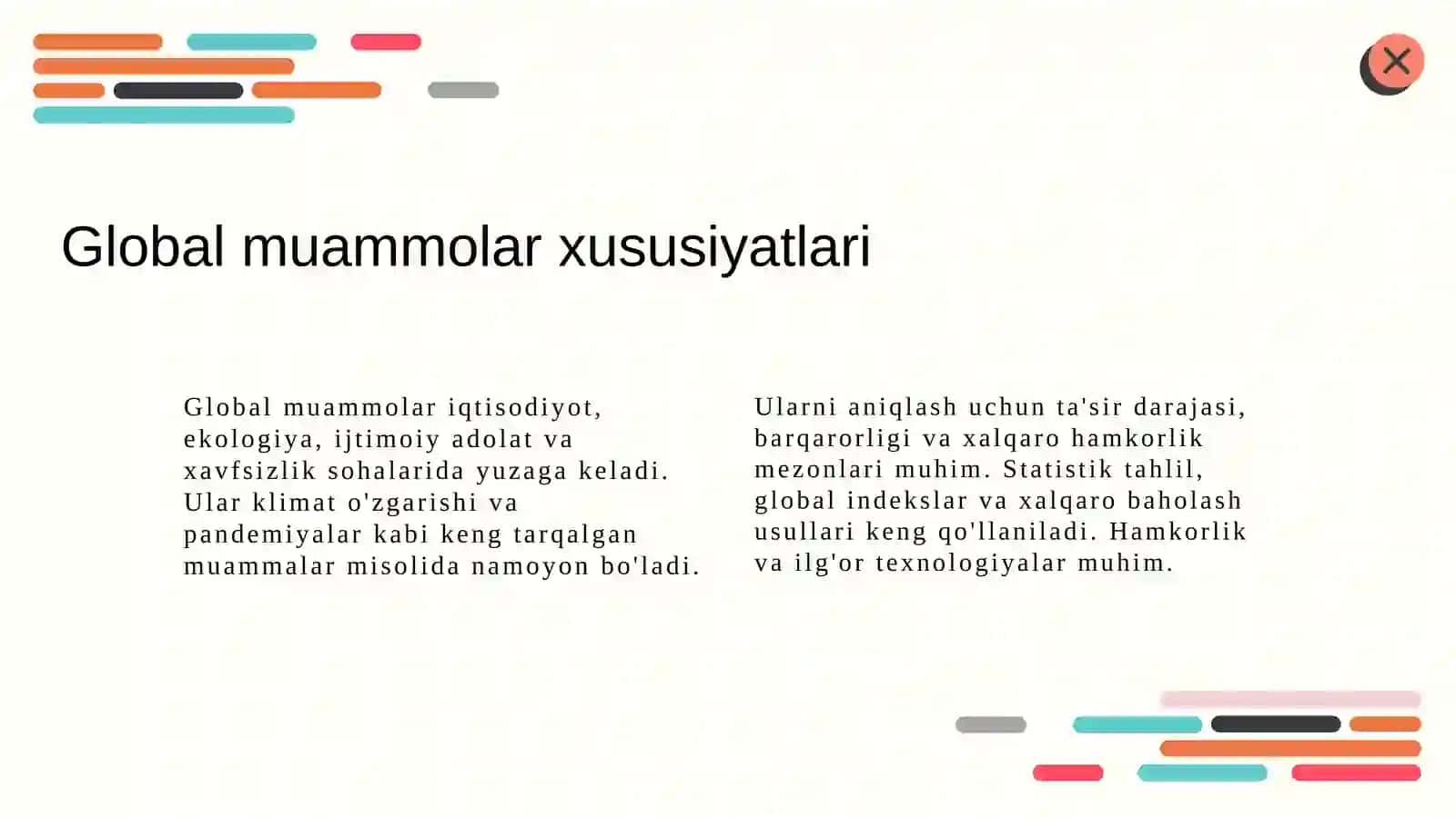 Global muammolar ularning belgilari va guruhlanishi 4