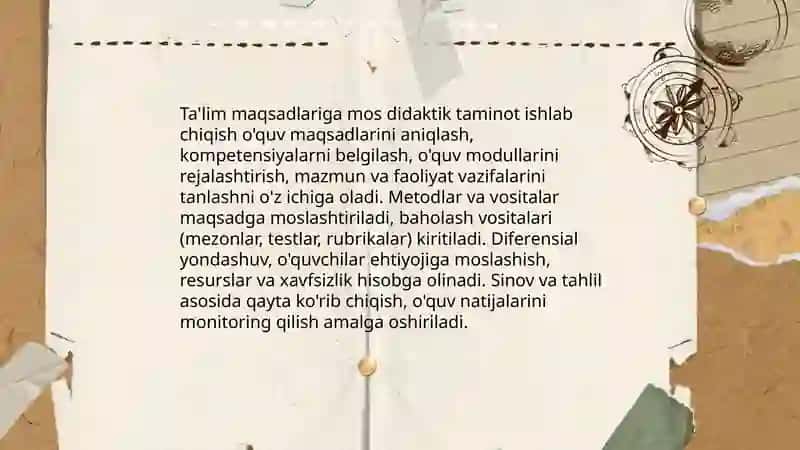 Faoliyatlar uchun didaktik taminot yaratish 4