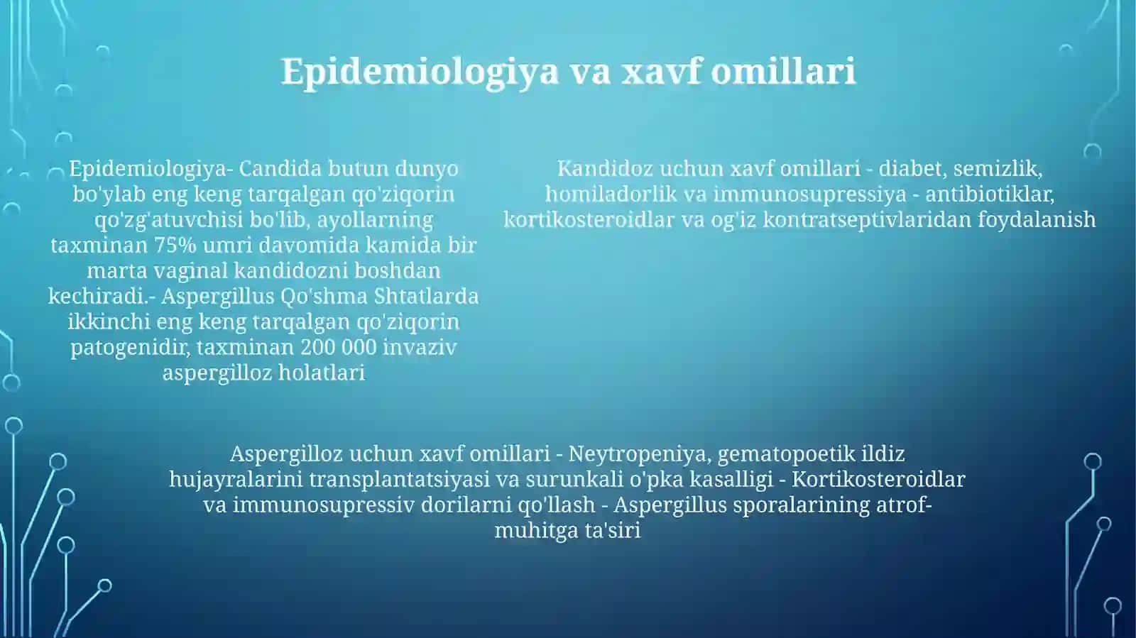 Zamburugʻ Infeksiyalari (Kandidoz, Aspergillez) 4