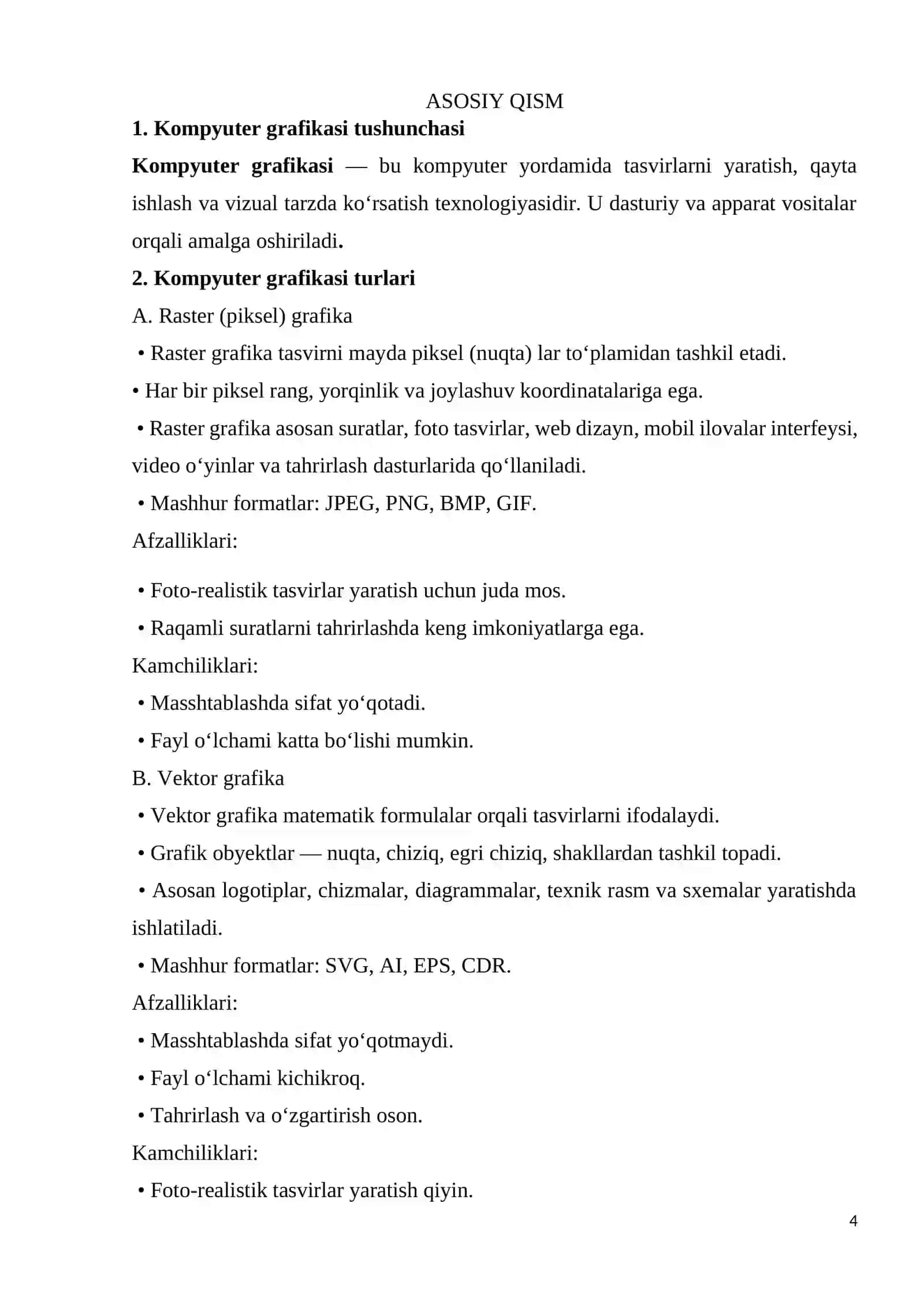 Kompyuter grfikasi va ularning turlari imkoniyatlari 4