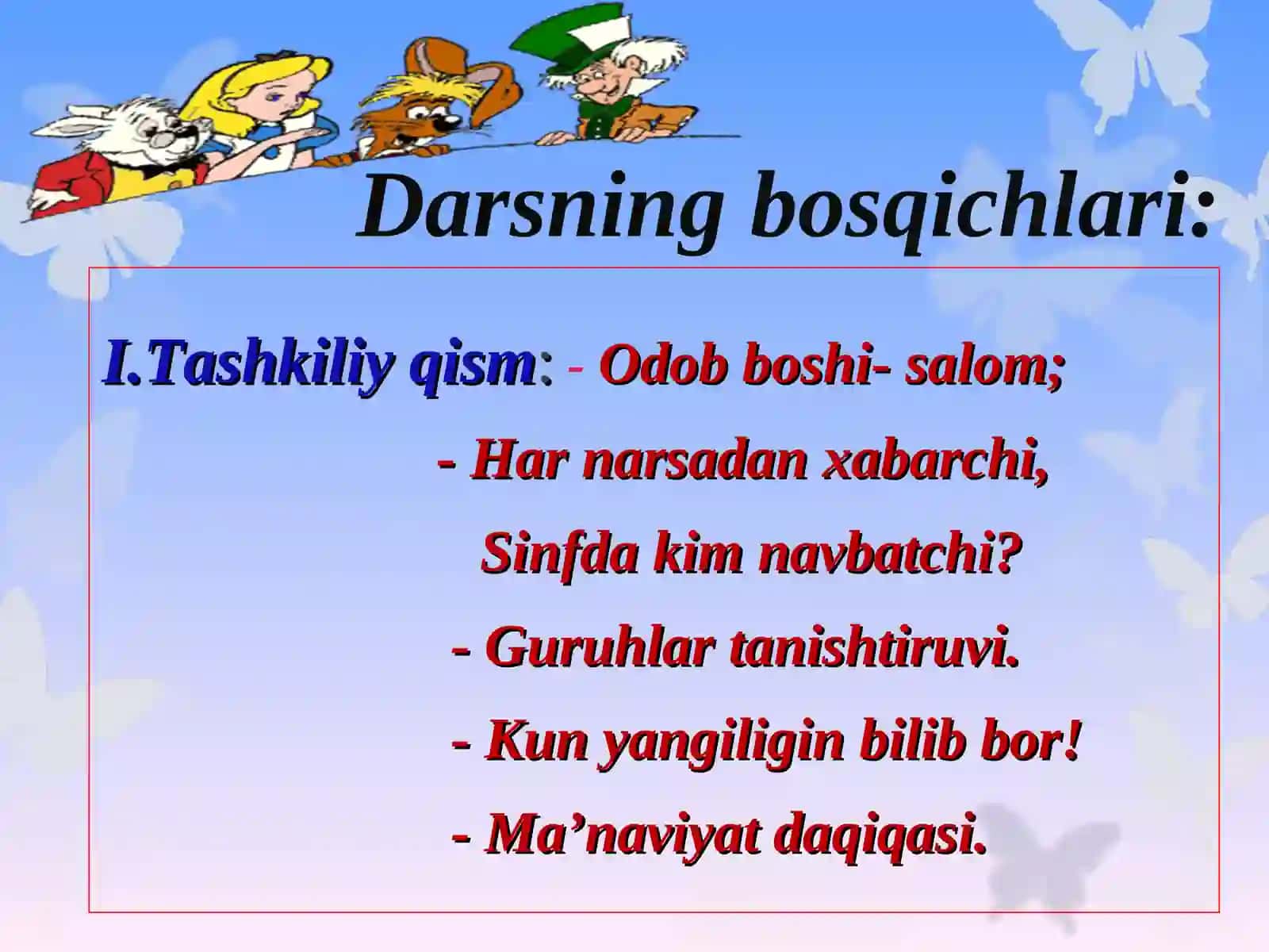 Orta ta'lim maktabi dars ishlanmasi 4