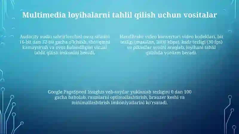 Ta'lim multimedia loyihalari (masalan, interaktiv darsliklar) baholashda 4
