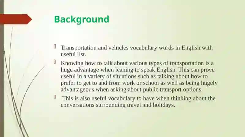 Transportation Vocabulary Dictionary 4