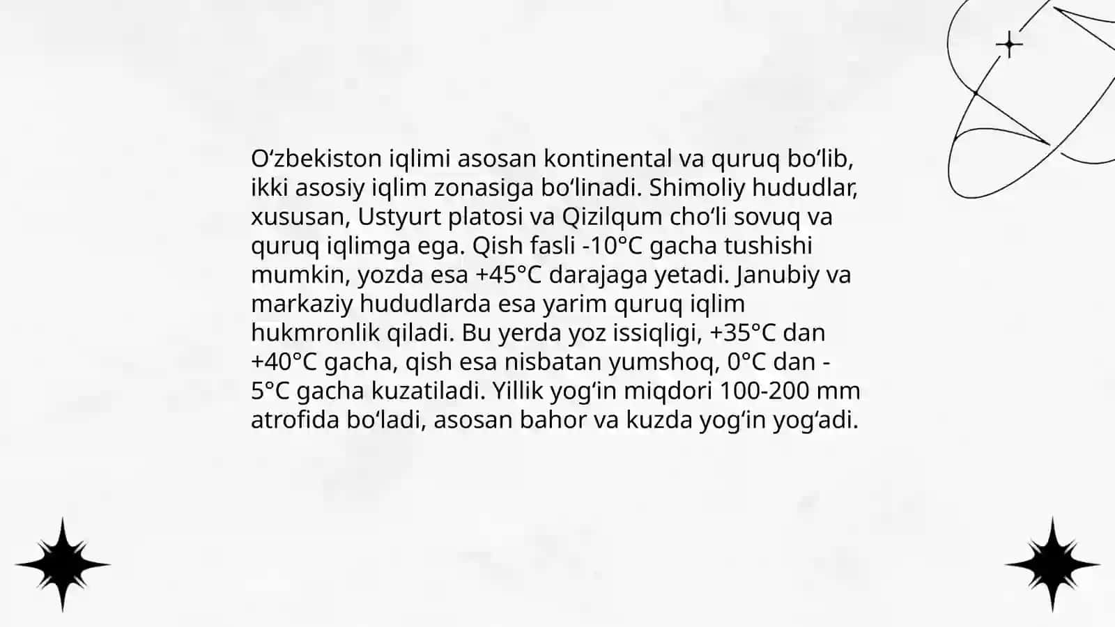 Ózbekistonning tabiiy sharoiti va iqlim resurslari 4