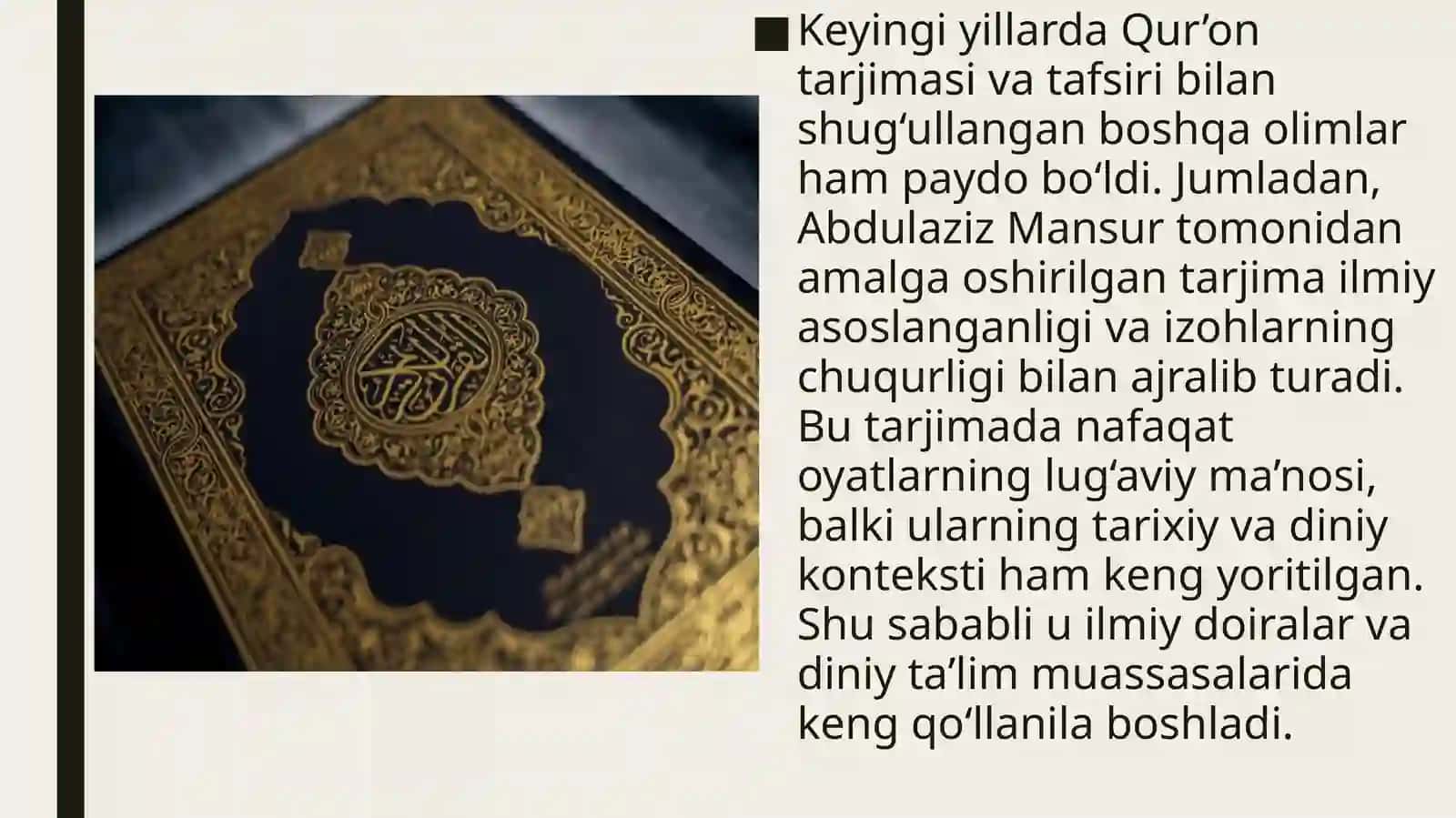 Mustaqillik yillarida Qur'onning o'zbektiliga tarjimasi va tasvirlari 4