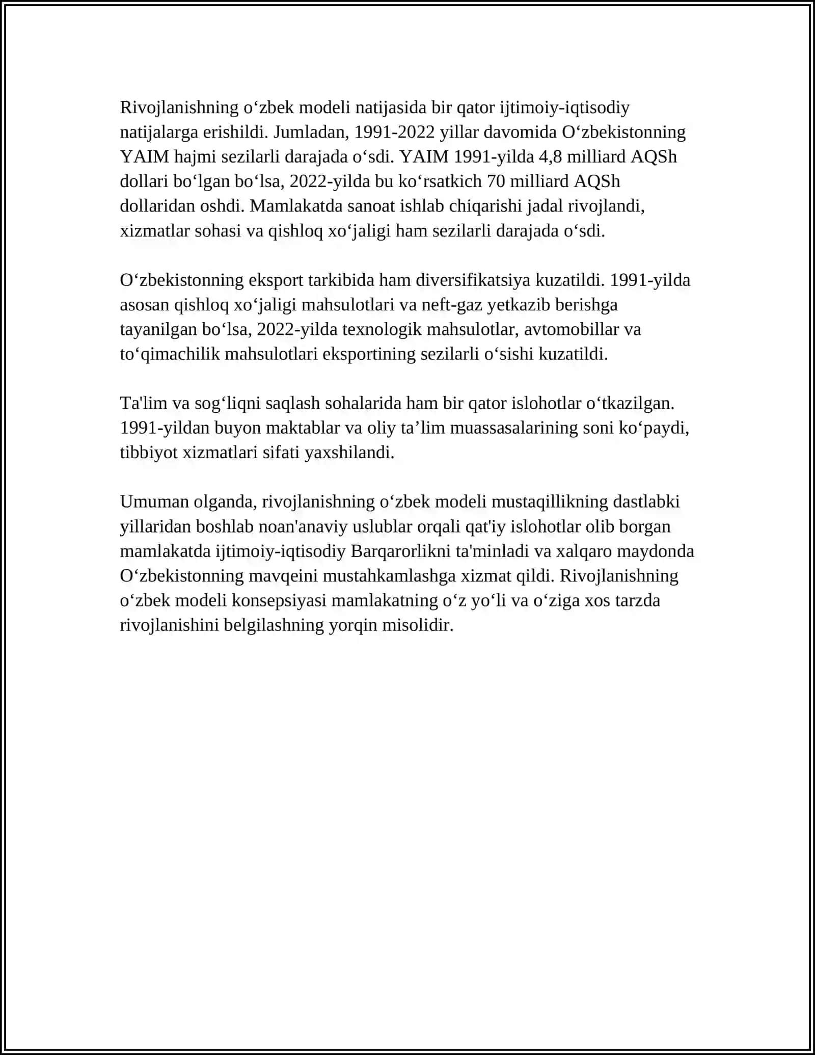RIVOJLANISHNING ŎZBEK MODELI VA UNING XUSUSIYATLARI 4