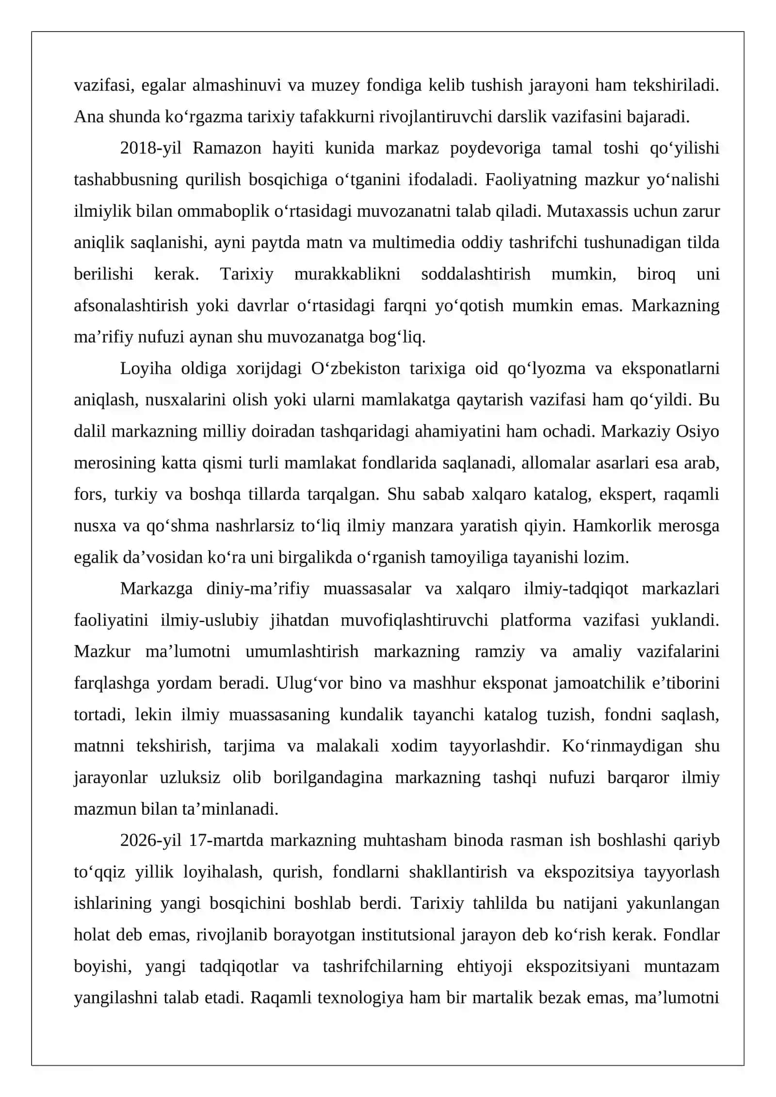 O‘zbekistondagi Islom sivilizatsiyasi markazi faoliyati 4
