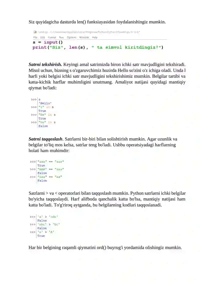 Python dasturlash tilida satrlar 4