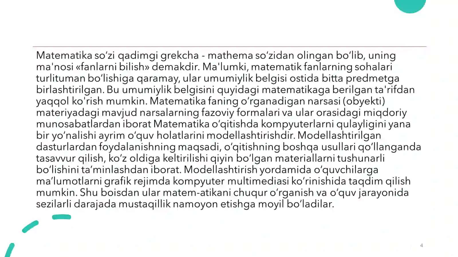 Matematika o’qituvchisining kompyuter savodxonligi 4