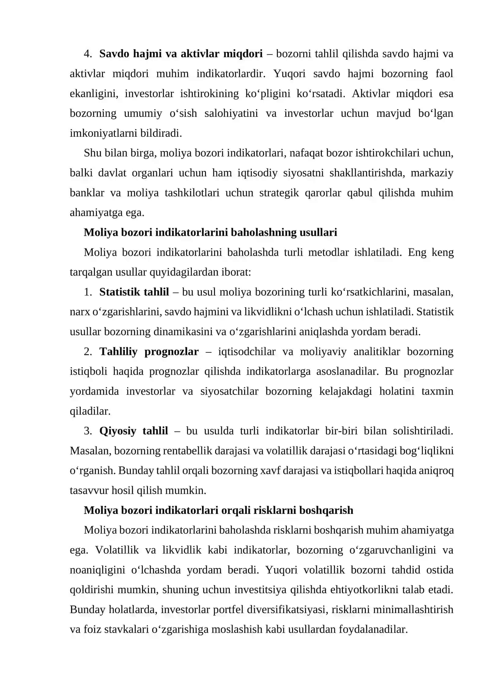 Moliya bozori indikatorlarini baholash 4