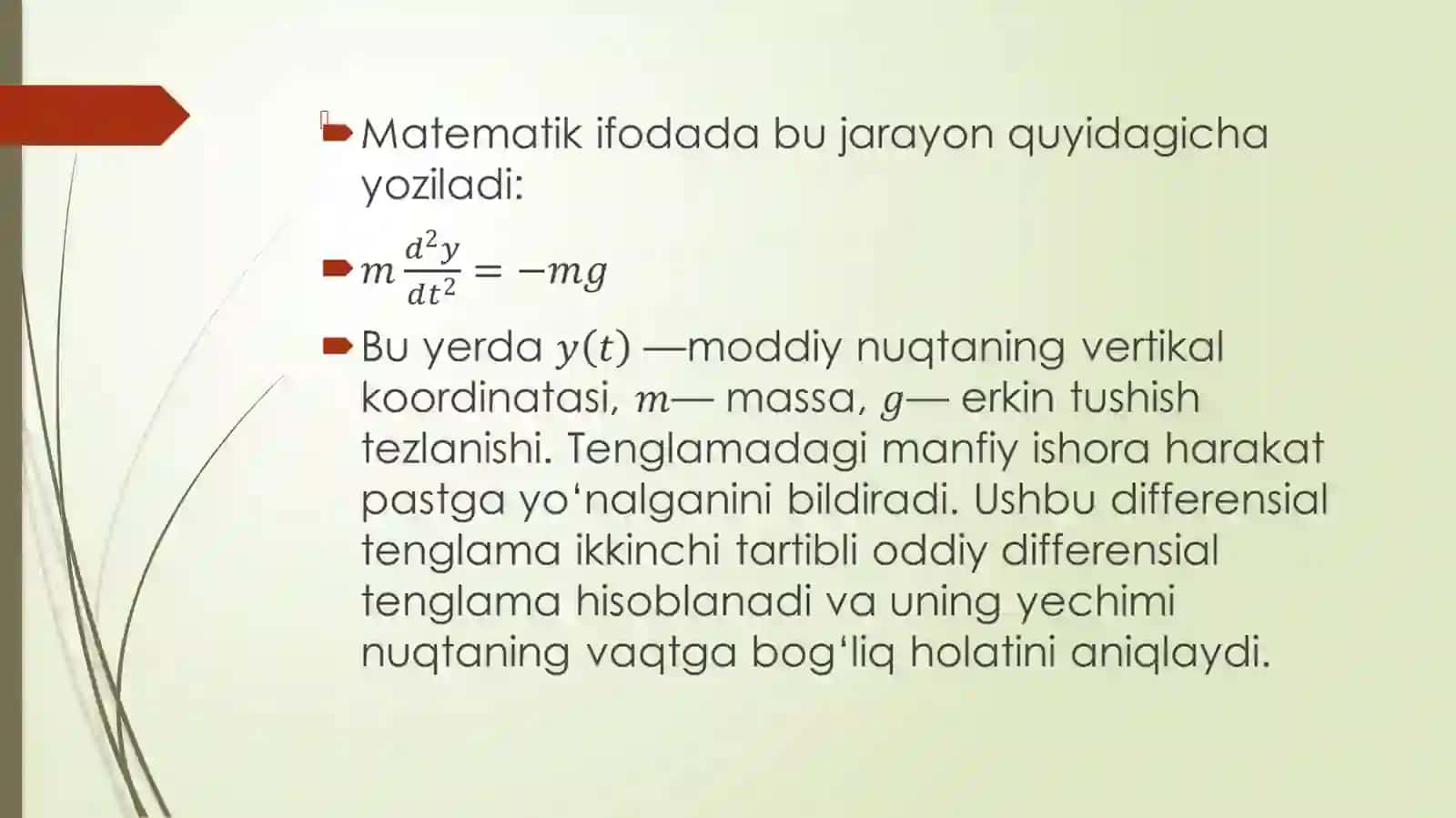 Matematik fizikada moddiy nuqtaning harakati 4
