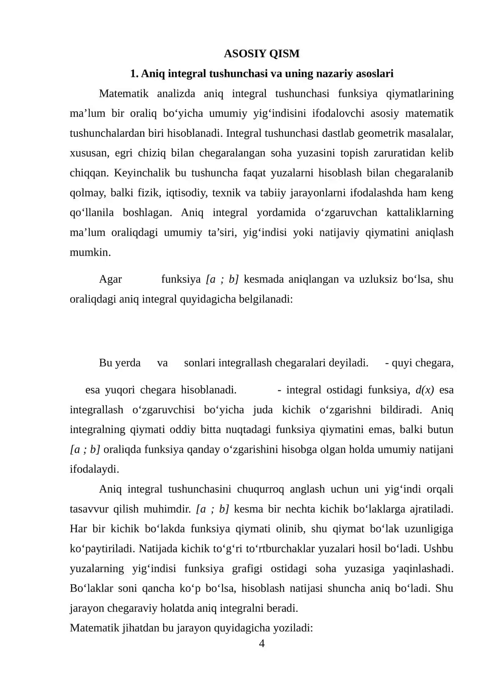 Aniq integrallarni taqribiy hisoblash 4