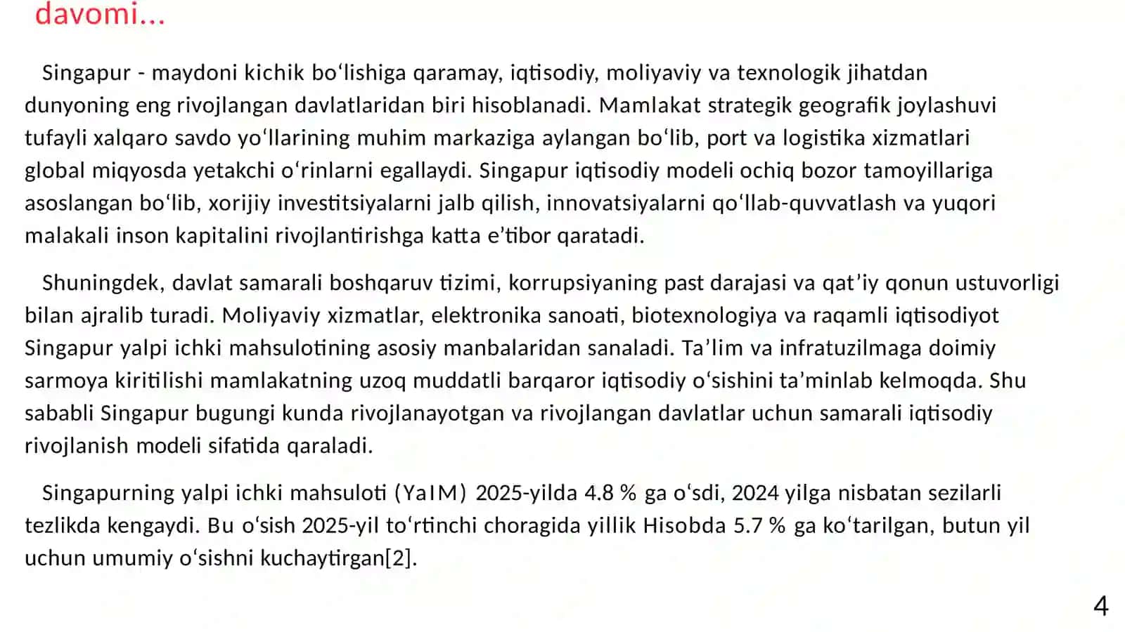 Singapur iqtisodiyoti va emperik tahlili 4