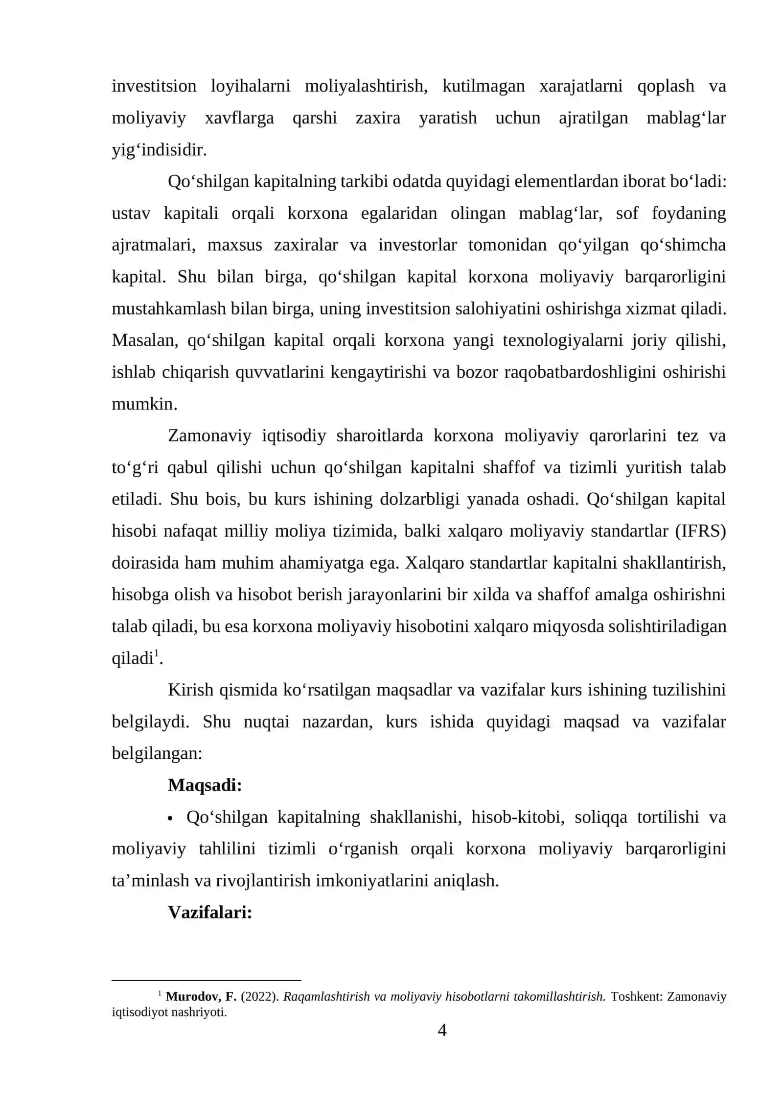 Qo'shilgan kapital hisobi 4