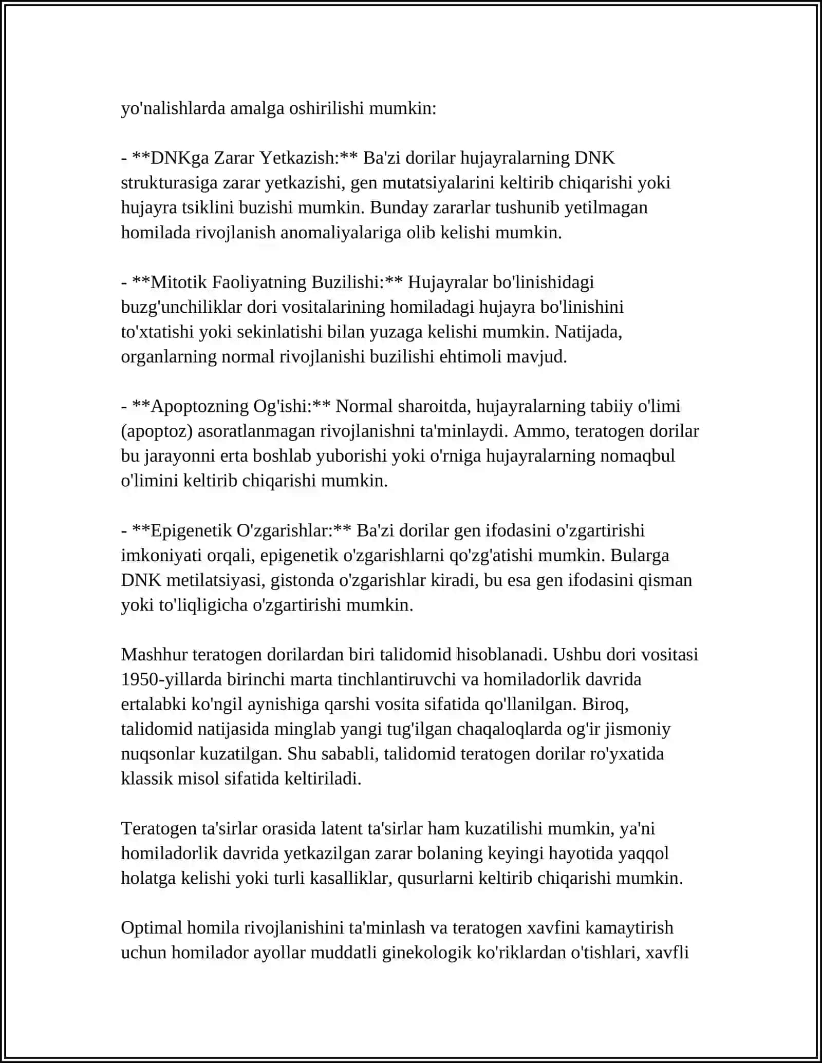 DORI VOSITALARINING HOMILAGA TASIRI 4