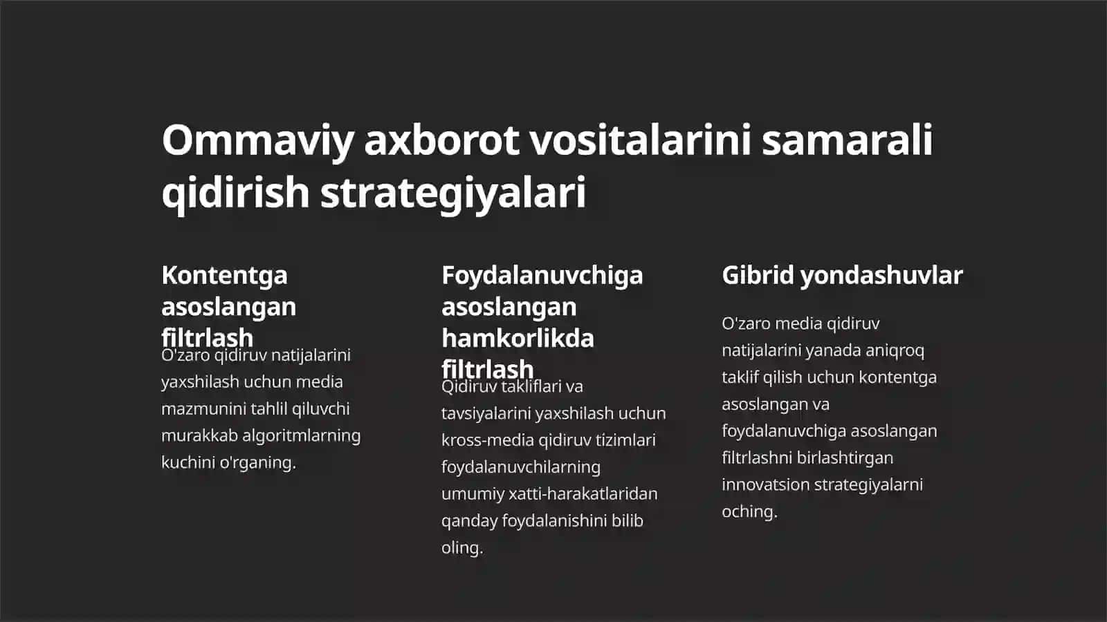 Kross-media qidiruvi. O'zaro media qidiruv: chegaralarni o'rganish 4