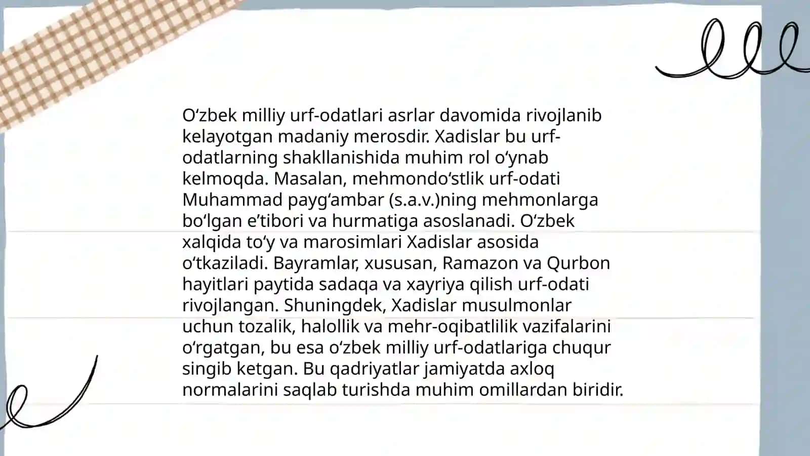 Xadislarda milliy va diniy qadriyatlarning aks etishi 4