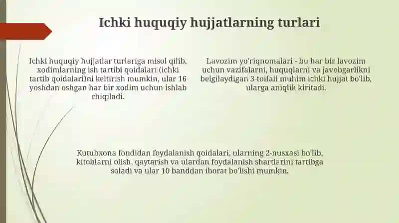 Kutubxona axborot muassasalarining ichki huquqiy hujjatlar tizimi 4