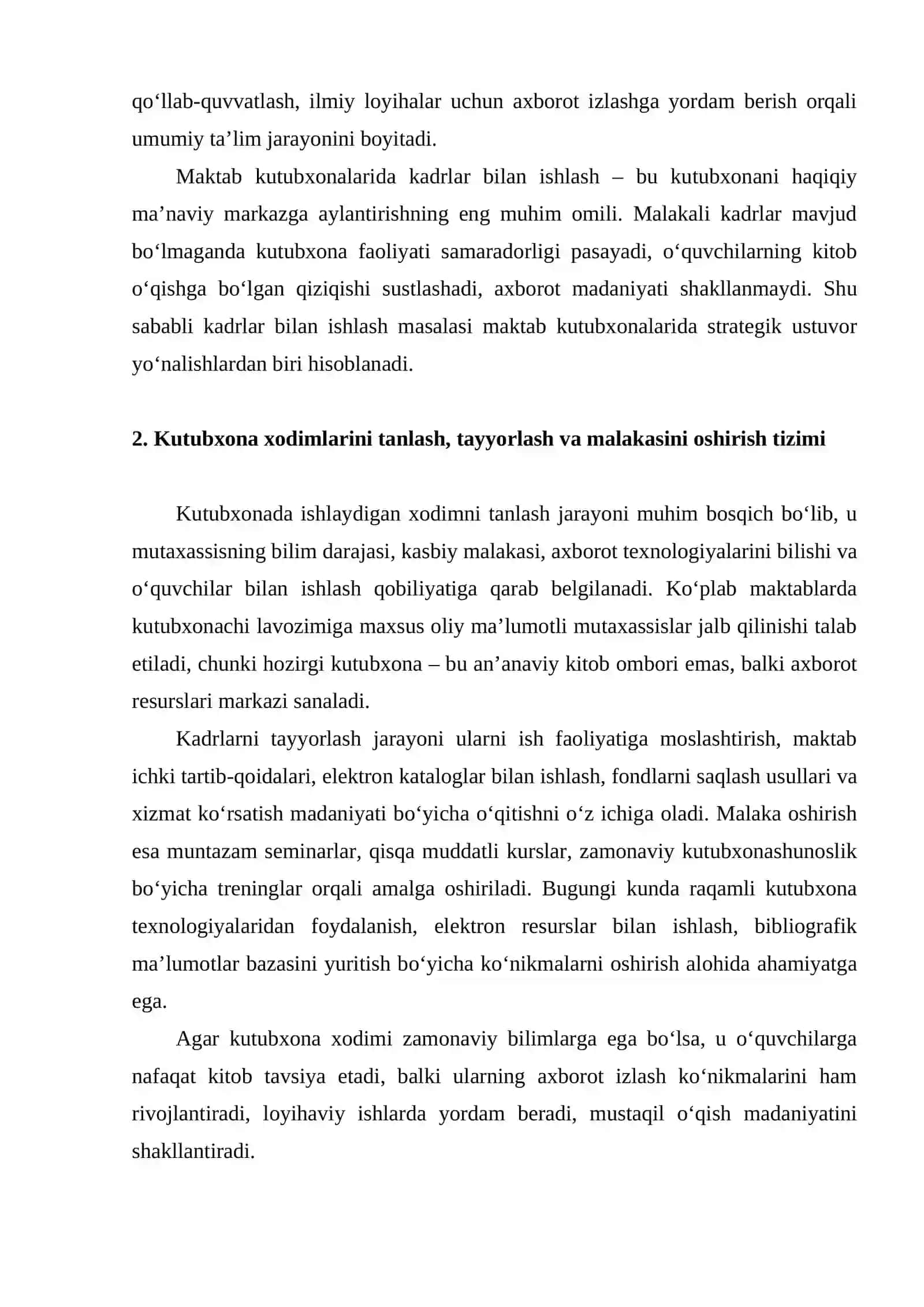 Maktab kutubxonalarida kadrlar bilan ishlash masalalari 4