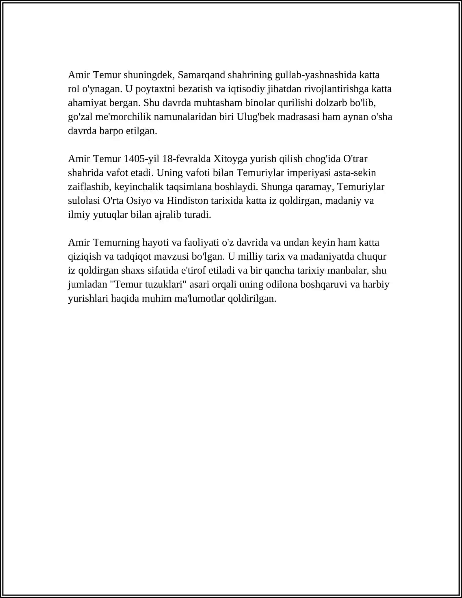 AMIR TEMUR BUYUK DAVLAT ARBOBI 4