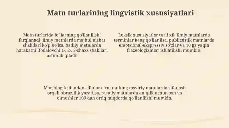 Matn turlari va tasniflash mezonlari 4