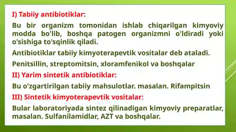 Kimyoterapevtik preparatlar va antibiotiklar 4
