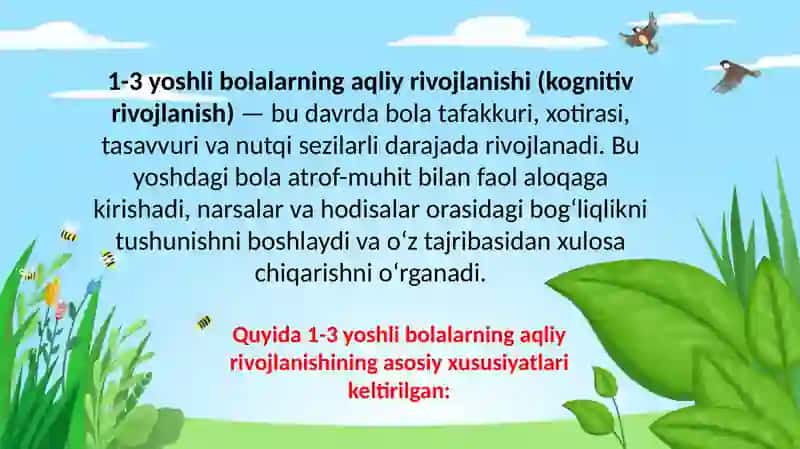 1-3 yoshli bolalarning aqliy rivojlanishi. 4