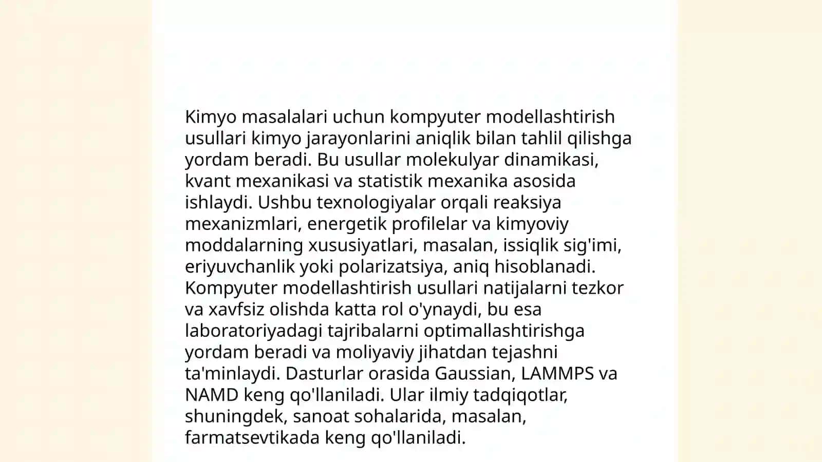 Kimyo masalalarini yechishda dasturiy ta'minotdan foydalanish 4